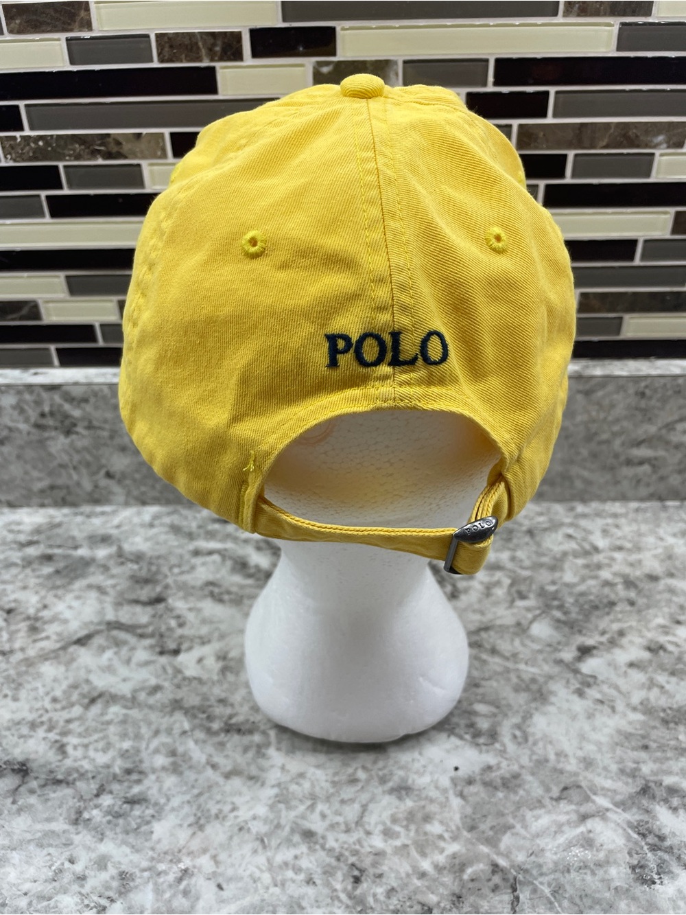 POLO by RALPH LAUREN yellow baseball hat/ cap with blue emblem - Picture 3 of 7